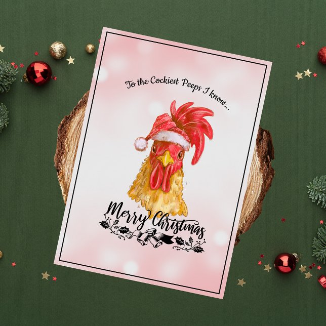 Spicy Funny Chicken Merry Christmas Holiday Card (Creator Uploaded)