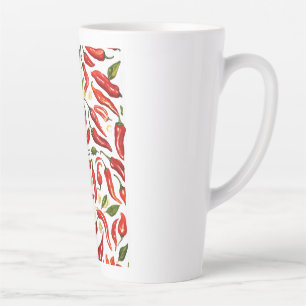 Spicy Heat: Fiery Thai Chilis Illustration Sheet Latte Mug