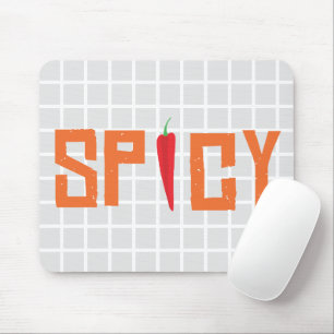 SPICY" Hot Pepper Typography Grid Mouse Pad