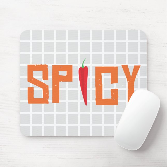 SPICY" Hot Pepper Typography Grid Mouse Pad (With Mouse)