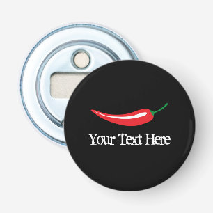 Spicy hot red chilli pepper round bottle opener