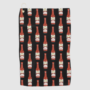 Spicy Hot Sauce Salsa Picante Cat Maracas Pattern Golf Towel