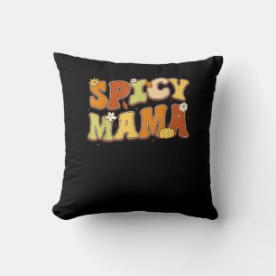 Spicy Mama Happy It’s Fall Y’all Groovy Retro Cushion