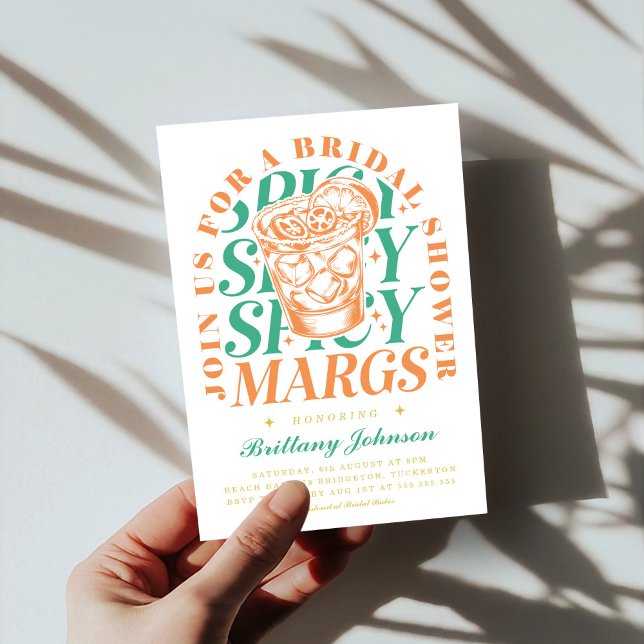 Spicy Margs Modern Bright Margarita Bridal Shower Invitation (Creator Uploaded)