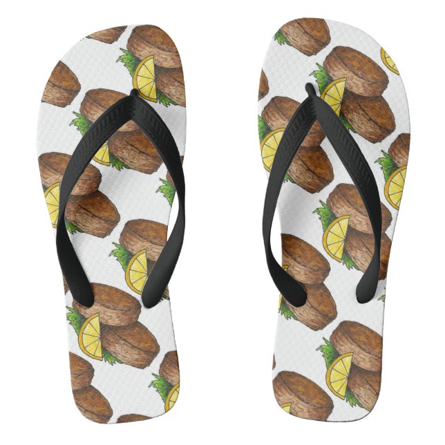 Spicy Maryland Crab Cakes Crabcakes Seafood Foodie Jandals (Footbed)