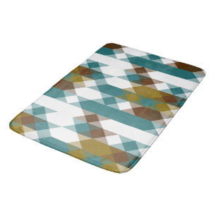 spicy mustard, faded jade, white and nutmeg  bath mat