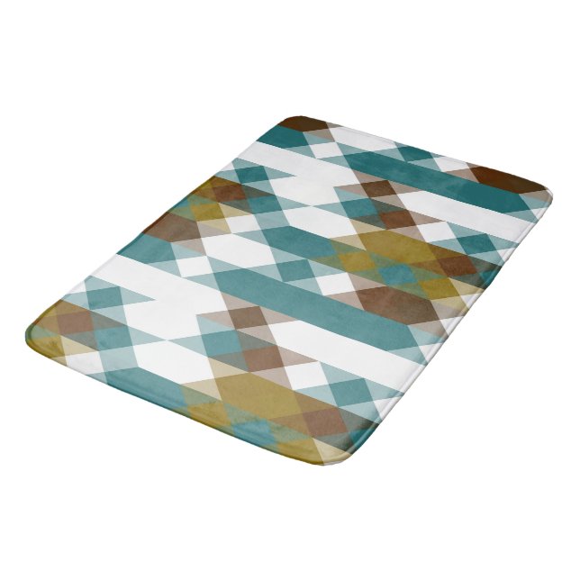 spicy mustard, faded jade, white and nutmeg  bath mat (Angled)