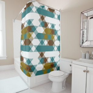 spicy mustard, faded jade, white and nutmeg  shower curtain