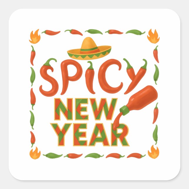 Spicy New Year Square Sticker (Front)