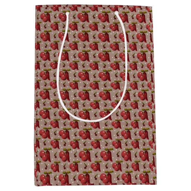 Spicy Noël Golden Botanical Luxe Wrapping Paper  Medium Gift Bag (Front)