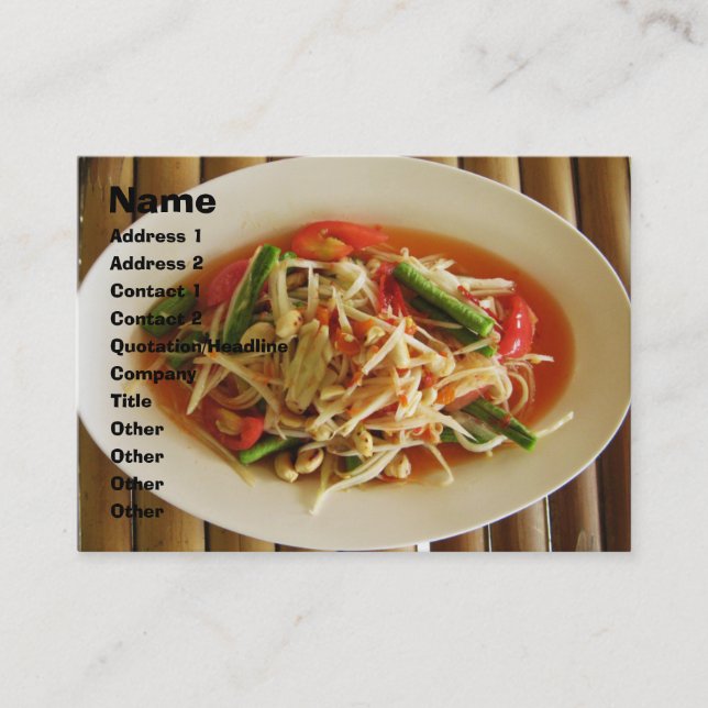 Spicy Papaya Salad [Som Tam] ... Thai Lao Food Business Card (Front)