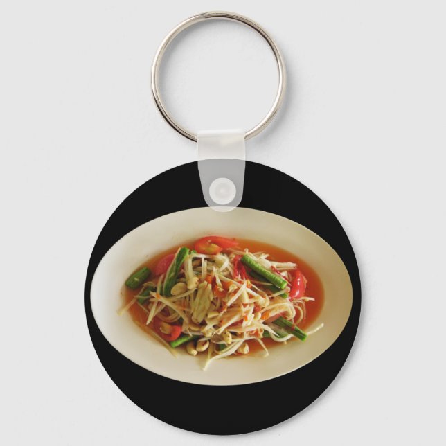 Spicy Papaya Salad [Som Tam] ... Thai Lao Food Key Ring (Front)