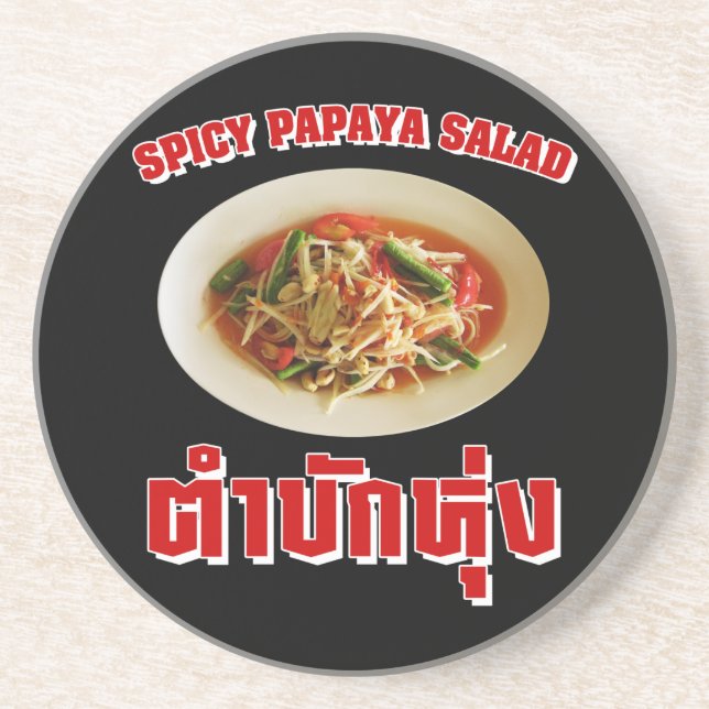 Spicy Papaya Salad [Tam Mak Hung] Isaan Dialect Coaster (Front)