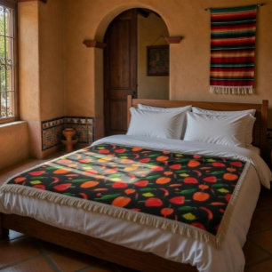 Spicy Peppers Pattern Throw Blanket