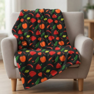 Spicy Peppers Pattern Throw Blanket