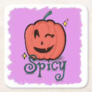 Spicy Pumpkin Spice Square Paper Coaster