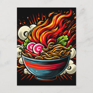 Spicy Ramen Japanese Noodle Street Art Holiday Postcard