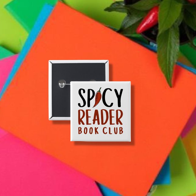 Spicy Reader Book Club Typography Gift 15 Cm Square Badge (Creator Uploaded)