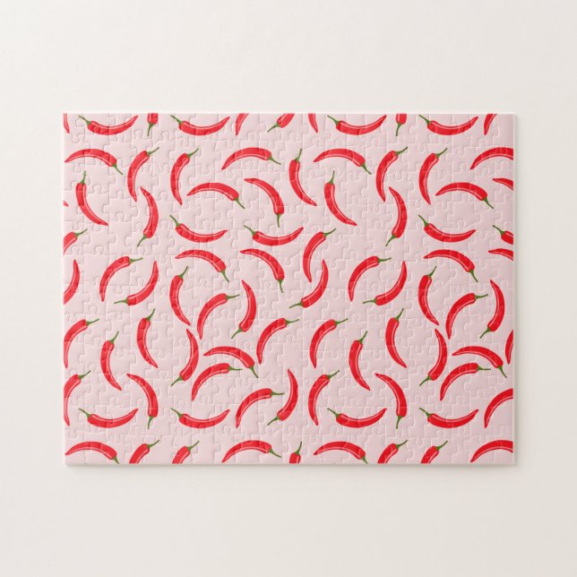 Spicy Red Chilli Pattern Jigsaw Puzzle (Horizontal)