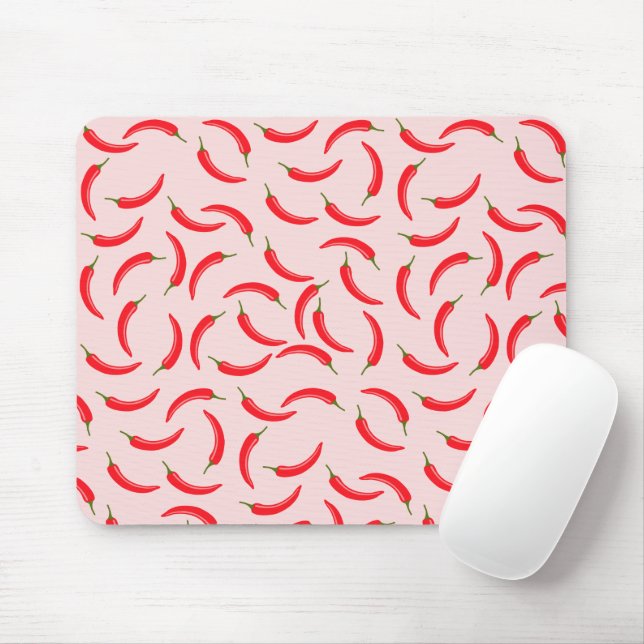 Spicy Red Chilli Pattern Mouse Pad (With Mouse)