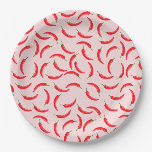 Spicy Red Chilli Pattern Paper Plate