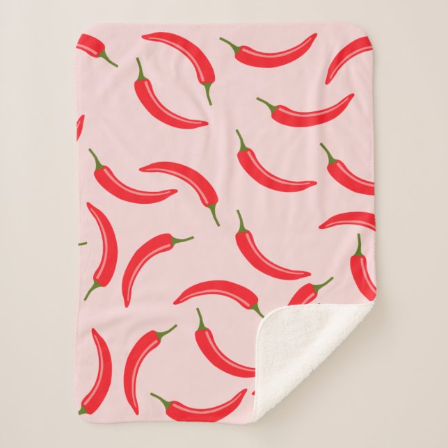 Spicy Red Chilli Pattern Sherpa Blanket (Front)