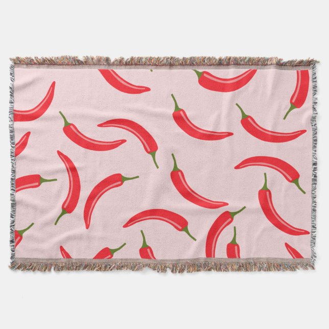 Spicy Red Chilli Pattern Throw Blanket (Front)