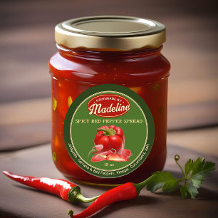 Spicy Red Pepper Spread Green and Red Classic Round Sticker