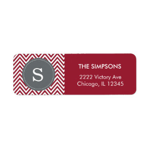 Spicy Red White Chevron, Grey Custom Name Initial
