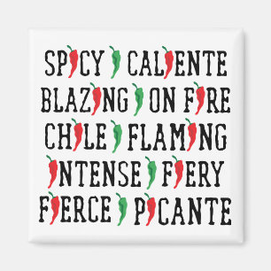 Spicy Words Chile Pepper Design Magnet
