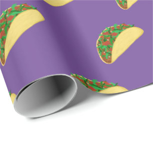 Spicy! Yummy Taco Pattern on Purple Wrapping Paper