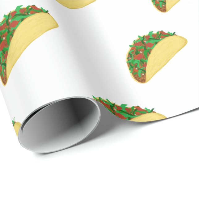 Spicy! Yummy Taco Pattern on White Wrapping Paper (Roll Corner)