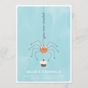 Spider and a cupcake Birthday Party Invitation