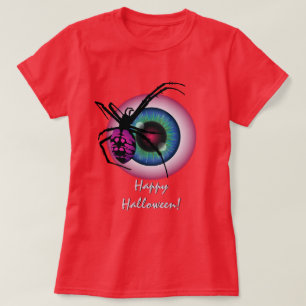 Spider and Bloodshot Eyeball Halloween T-Shirt
