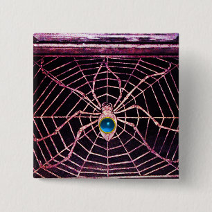 SPIDER AND WEB Blue Sapphire Black 15 Cm Square Badge
