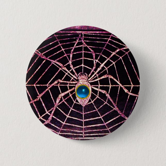 SPIDER AND WEB Blue Sapphire Black 6 Cm Round Badge (Front)