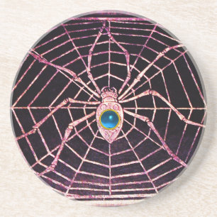 SPIDER AND WEB Blue Sapphire Black Coaster