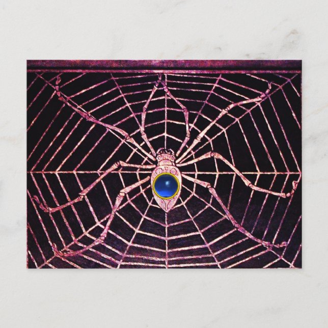 SPIDER AND WEB Blue Sapphire Black Postcard (Front)