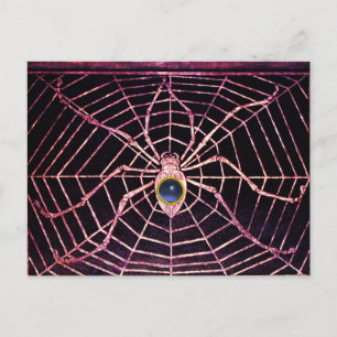 SPIDER AND WEB Blue Topaz Black Postcard
