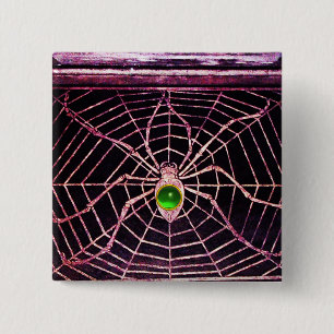 SPIDER AND WEB Green Emerald Black 15 Cm Square Badge