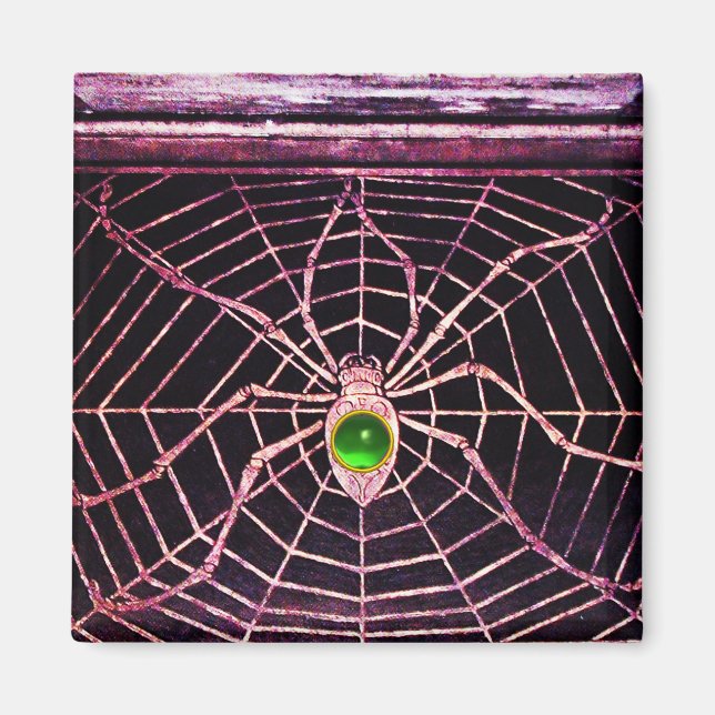 SPIDER AND WEB Green Emerald Black Magnet (Front)