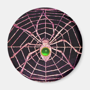 SPIDER AND WEB Green Emerald Black Magnet