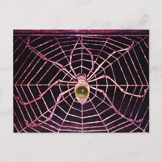 SPIDER AND WEB  Grey Agate Black Postcard (Front)