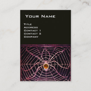 SPIDER AND WEB Orange Agate Black Business Card