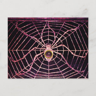 SPIDER AND WEB Pink Purple Amethyst Black Postcard