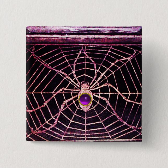 SPIDER AND WEB Purple Amethyst Black 15 Cm Square Badge (Front)