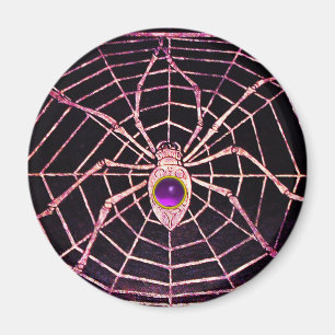 SPIDER AND WEB Purple Amethyst Black Magnet