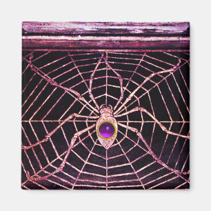 SPIDER AND WEB Purple Amethyst Black Magnet