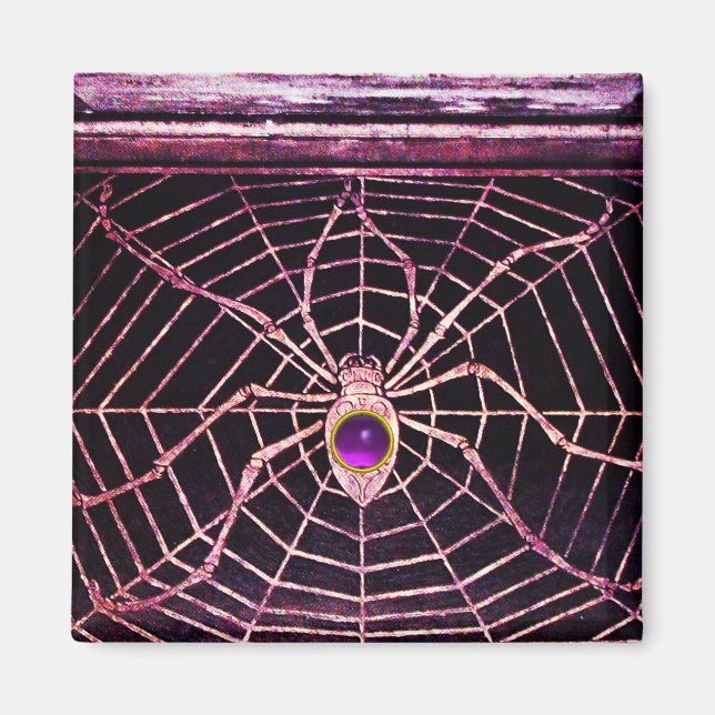 SPIDER AND WEB Purple Amethyst Black Magnet (Front)