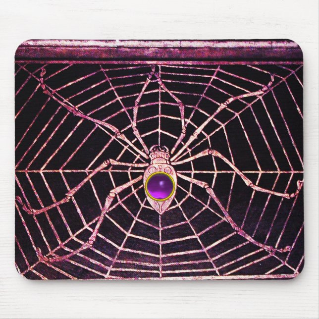 SPIDER AND WEB Purple Amethyst Black Mouse Pad (Front)